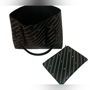 Fossil Black and White Striped Tote Set